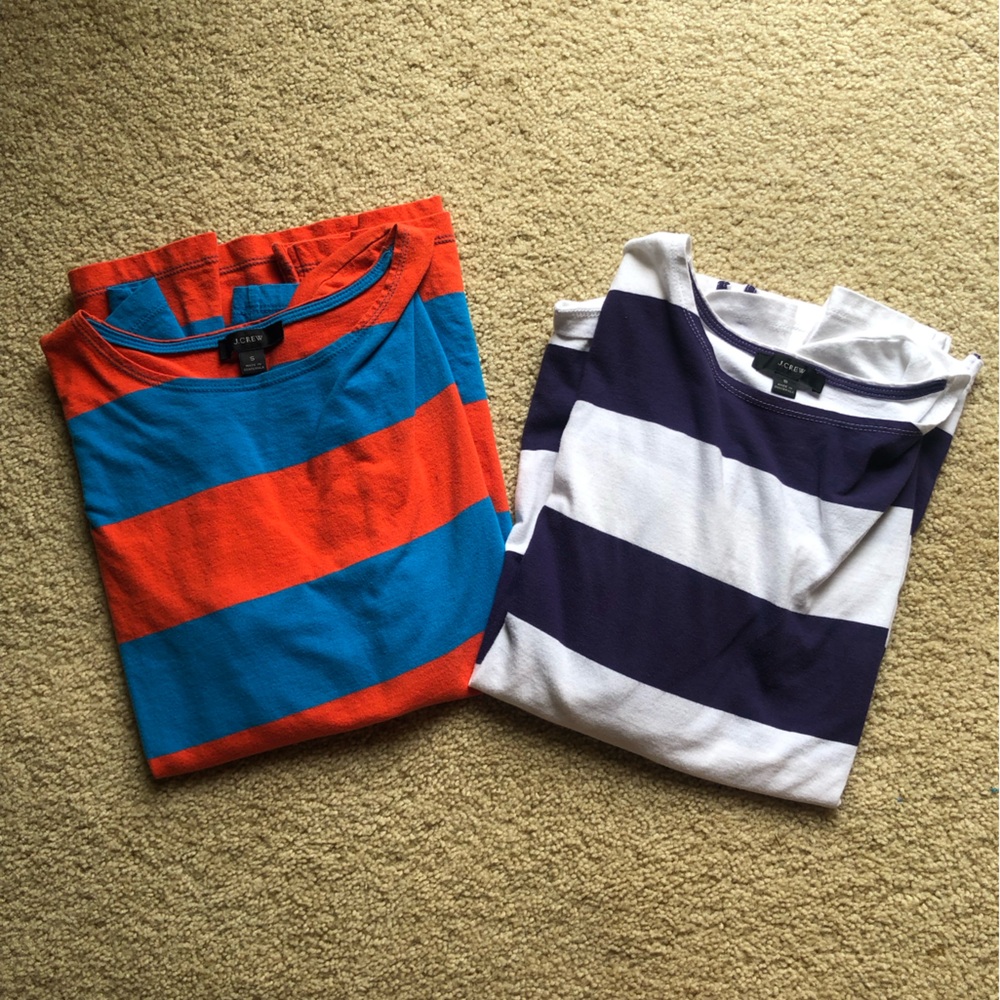 J. Crew Long Sleeve Tees - Blue/orange and Purple/White Stripes